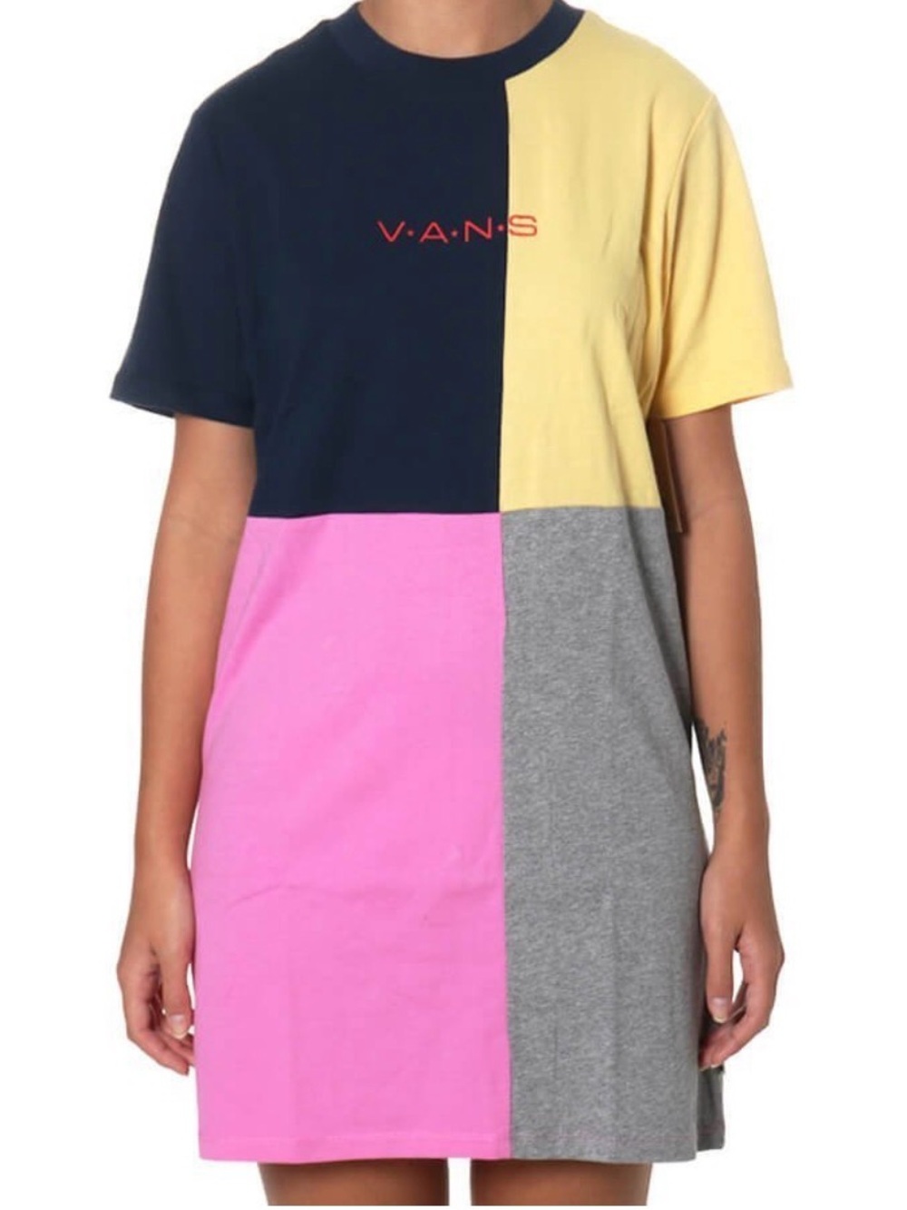 Vans colorblock cotton mini dress logo embroidered sz medium